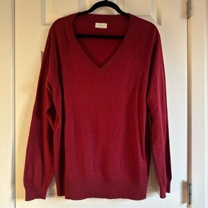 Lucky Brand Size Large Long Sleeve Vneck Maroon Red Basic